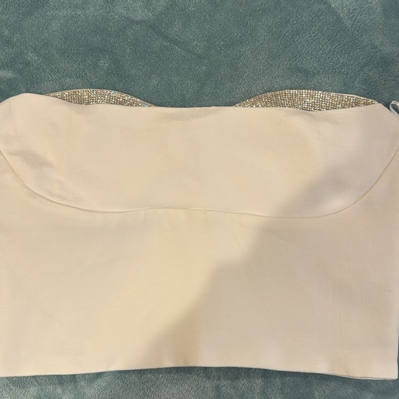 Zara white bustier crop top with crystals - Picture 3 of 10